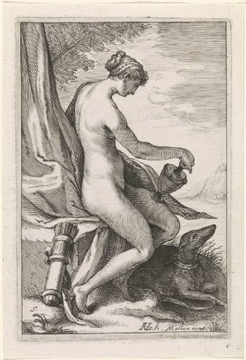 Nymph with a greyhound