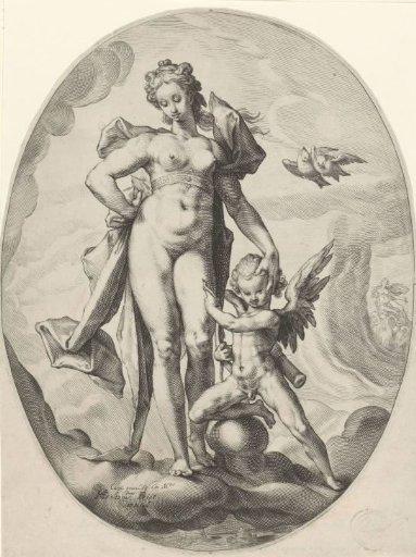 Venus and Amor on the clouds