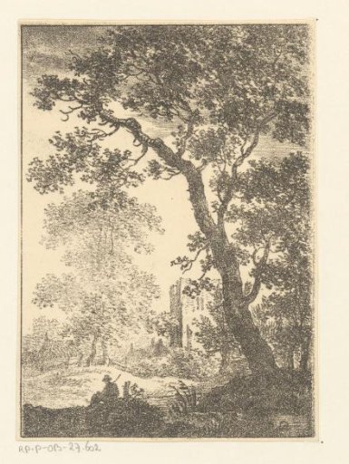 Landscape with ruin and seated figure