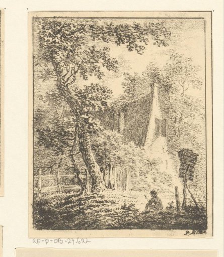 House in a Forest and Seated Figure