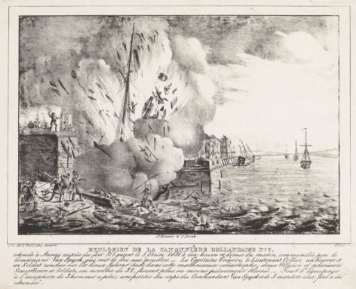 Explosion of the cannon boat of Jan van Speyk