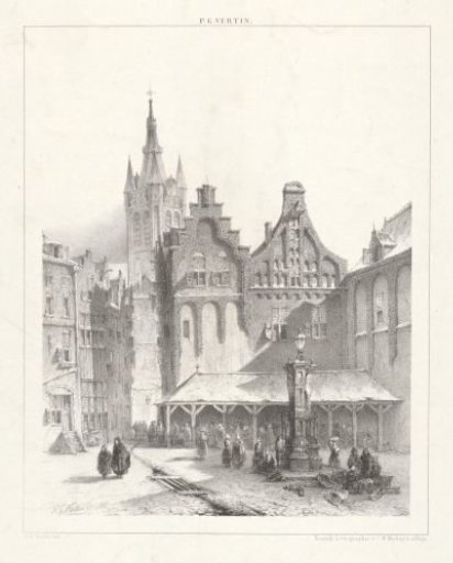 Square with market and water pump