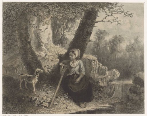 Girl leaning on a crutch