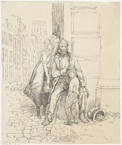 Wandering family on the street