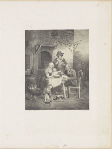 Family at table outdoors