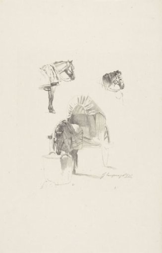 Three Harnessed Horses