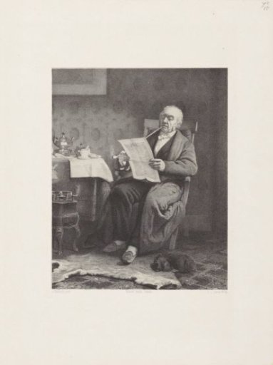 Man smoking a pipe while reading