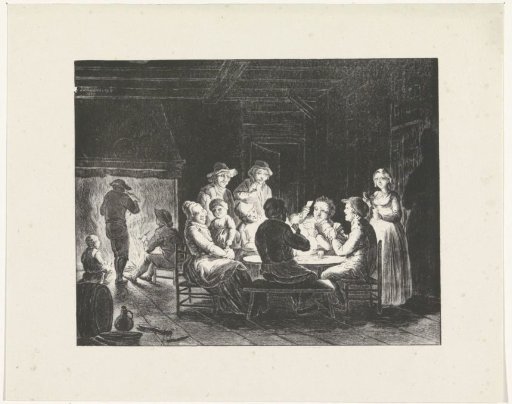 Interior with card-playing company