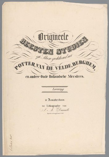 Cover for Original Animal Studies on Stone Drawn after Potter, Van de Velde, Berghem, and other Old Dutch Masters