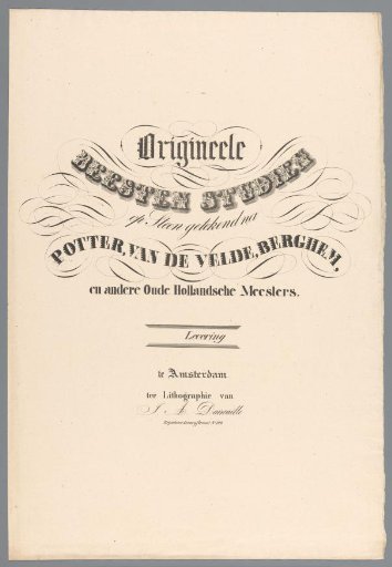 Cover for Original Animal Studies on Stone Drawn after Potter, Van de Velde, Berghem, and other Old Dutch Masters