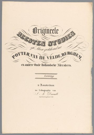 Cover for Original Animal Studies on Stone Drawn after Potter, Van de Velde, Berghem, and other Old Dutch Masters