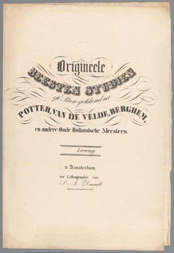 Cover for Original Animal Studies on Stone Drawn after Potter, Van de Velde, Berghem, and other Old Dutch Masters