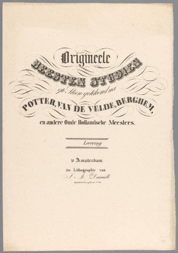 Cover for Original Animal Studies on Stone Drawn after Potter, Van de Velde, Berghem, and other Old Dutch Masters
