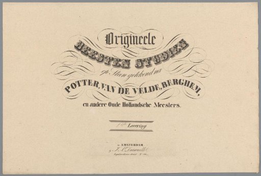 Cover for Original Animal Studies on Stone Drawn after Potter, Van de Velde, Berghem, and other Old Dutch Masters
