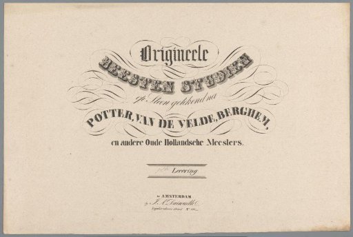 Cover for Original Animal Studies on Stone Drawn after Potter, Van de Velde, Berghem, and other Old Dutch Masters