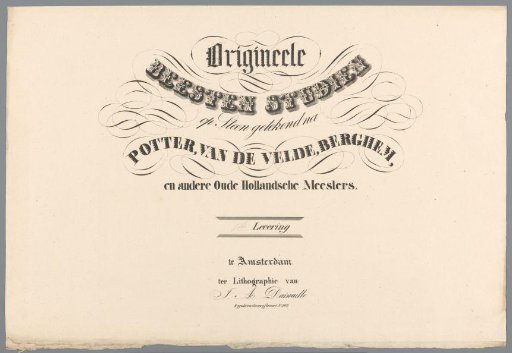 Cover for Original Animal Studies on Stone Drawn after Potter, Van de Velde, Berghem, and other Old Dutch Masters