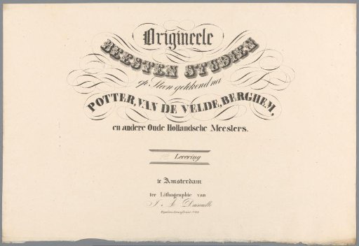 Cover for Original Animal Studies on Stone Drawn after Potter, Van de Velde, Berghem, and other Old Dutch Masters