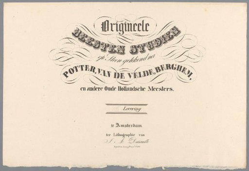 Cover for Original Animal Studies on Stone Drawn after Potter, Van de Velde, Berghem, and other Old Dutch Masters