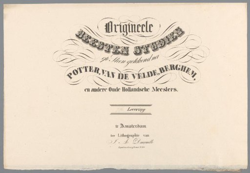 Cover for Original Animal Studies on Stone Drawn after Potter, Van de Velde, Berghem, and other Old Dutch Masters