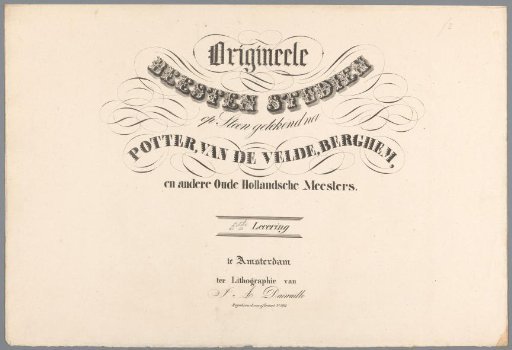 Cover for Original Animal Studies on Stone Drawn after Potter, Van de Velde, Berghem, and other Old Dutch Masters