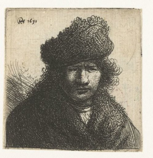 Self-portrait in a slant fur cap: bust