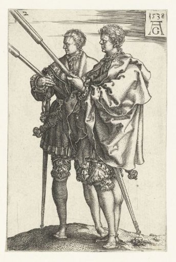 Two men with torches