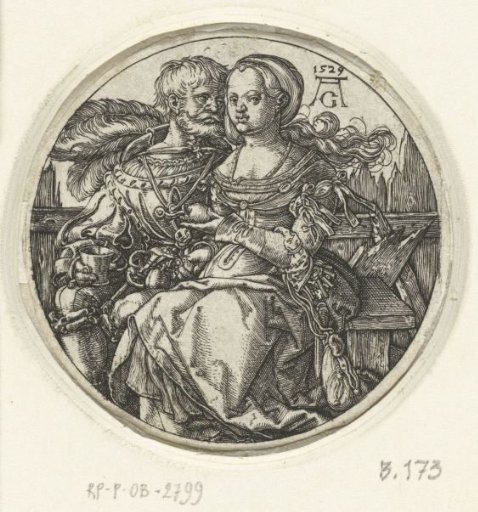 Loving Couple Seated on a Bench