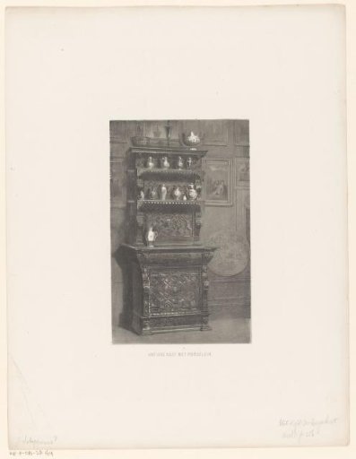 Antique cabinet with porcelain