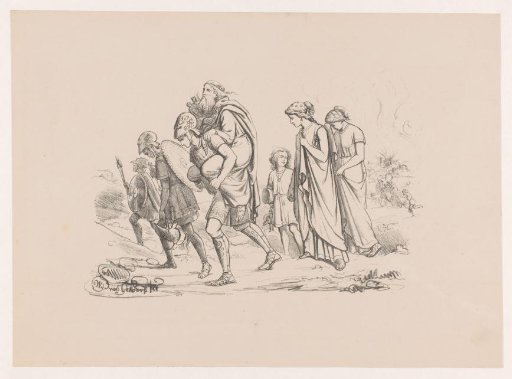 Aeneas Fleeing with His Family from Troy
