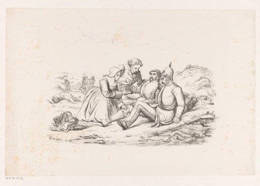Doctor and Nurse Attending to Wounded on the Battlefield