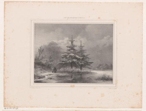 Winter Landscape with Two Pine Trees