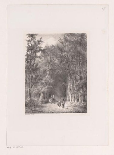 Wood gatherers and rider in the forest
