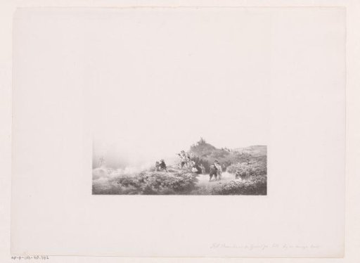 People in the dunes looking at a ship in distress