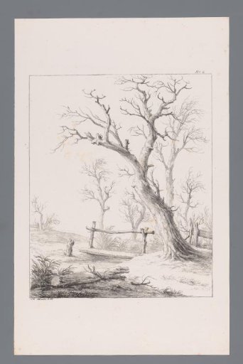 Landscape with trees and bridge