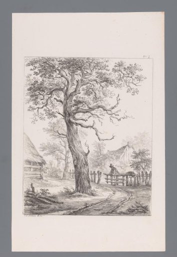 Landscape with Tree and Man at a Fence