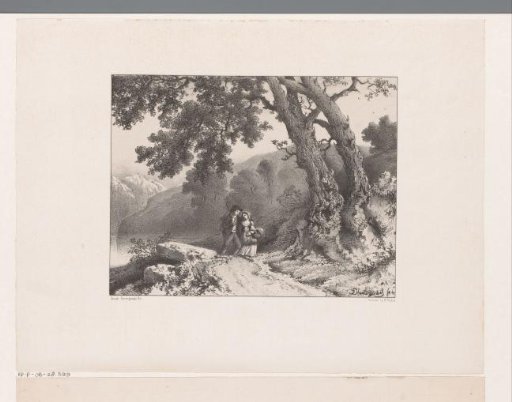Mountainous landscape with two figures