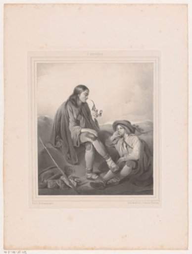 Man and Boy Smoking a Pipe in a Landscape