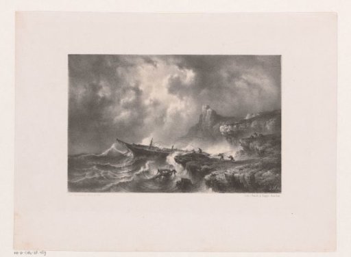 Ship in distress during a storm at sea