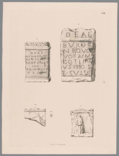 Fragments of four altars, including two Nehalennia altars, pl. XVIII