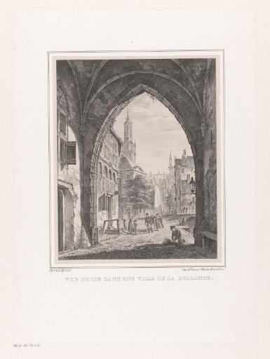 City view from under a gate