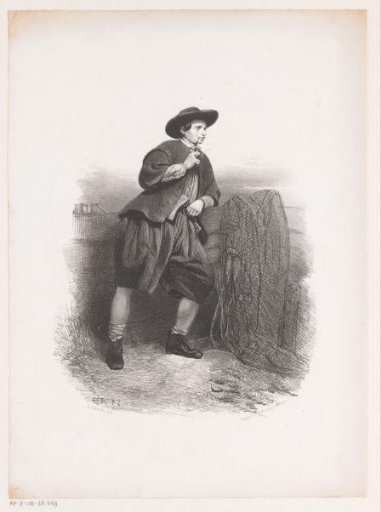 Man Smoking a Pipe Beside a Boat