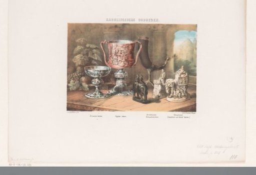 Carolingian cups, drinking horn and figurines