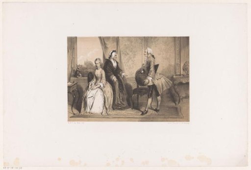 Three figures in an eighteenth-century interior
