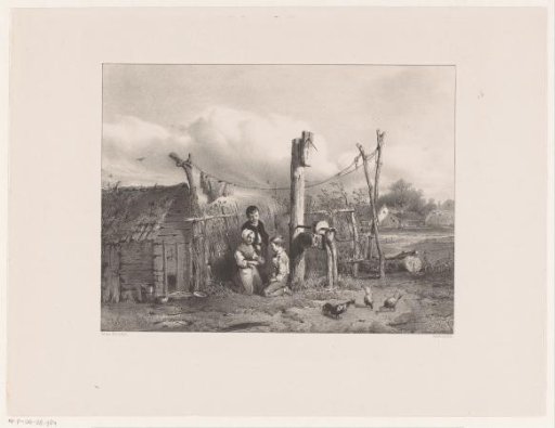 Playing children by a chicken coop