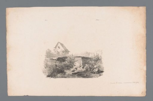 Landscape with stream and house