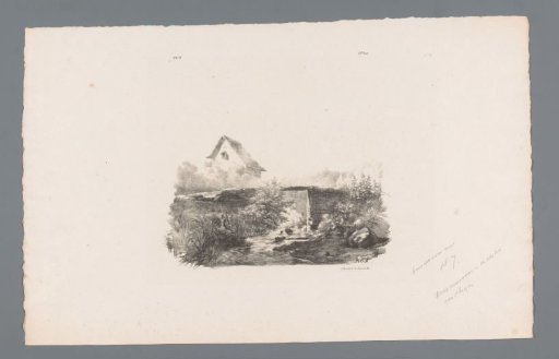 Landscape with stream and house