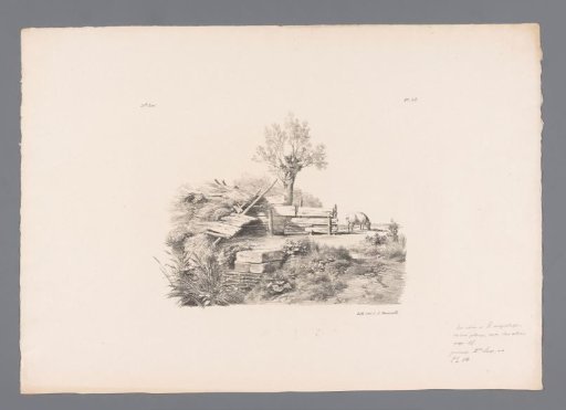 Landscape with Collapsed House, Pollard Willow, and Pig