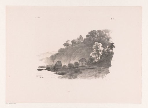 Hilly Landscape with River, Country Road, and Houses