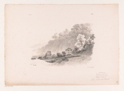 Hilly Landscape with River, Country Road, and Houses