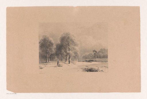 Winter landscape with woodcutters
